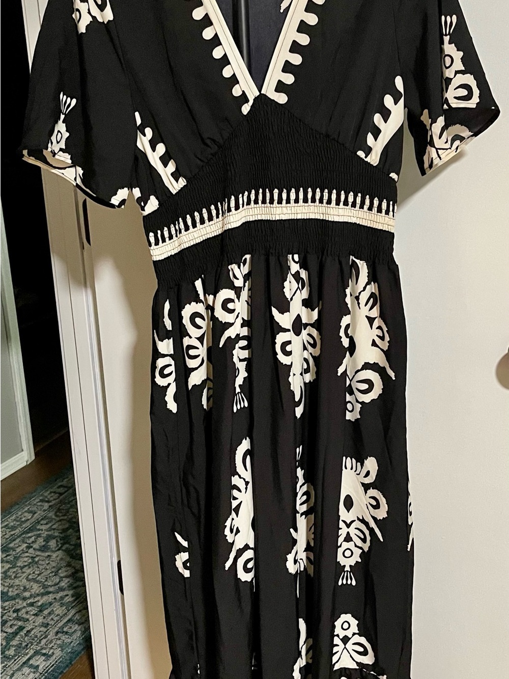 SHEIN Black Maxi Dress with Cream Floral Print